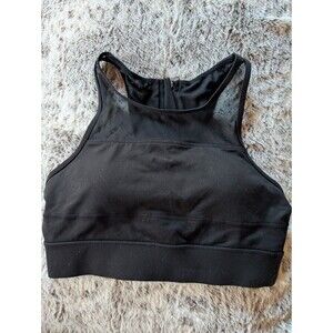 Zyia Active Sports Bra Womens M Black Zip Racerback Mesh
